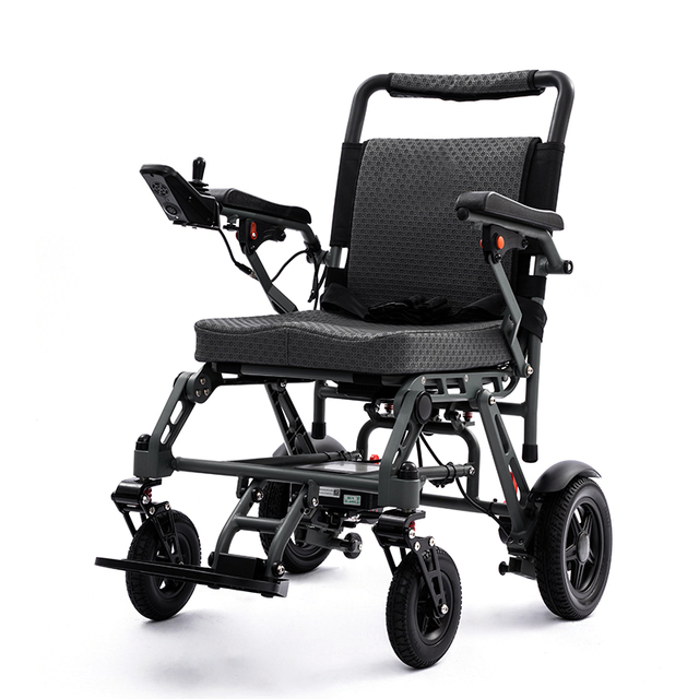 Fauteuil roulant &eacute;lectrique pliable l&eacute;ger en alliage de titane et de magn&eacute;sium avec batterie au lithium 
