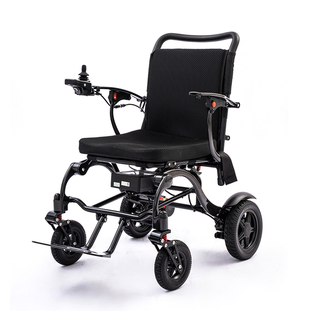 Fauteuil roulant &eacute;lectrique pliable l&eacute;ger en fibre de carbone avec batterie au lithium 