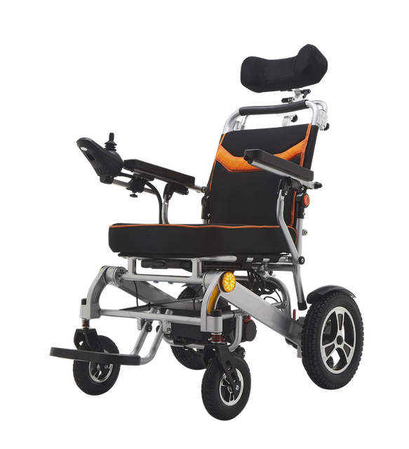 Fauteuil roulant &eacute;lectrique pliable l&eacute;ger en alliage d'aluminium avec batterie au lithium 