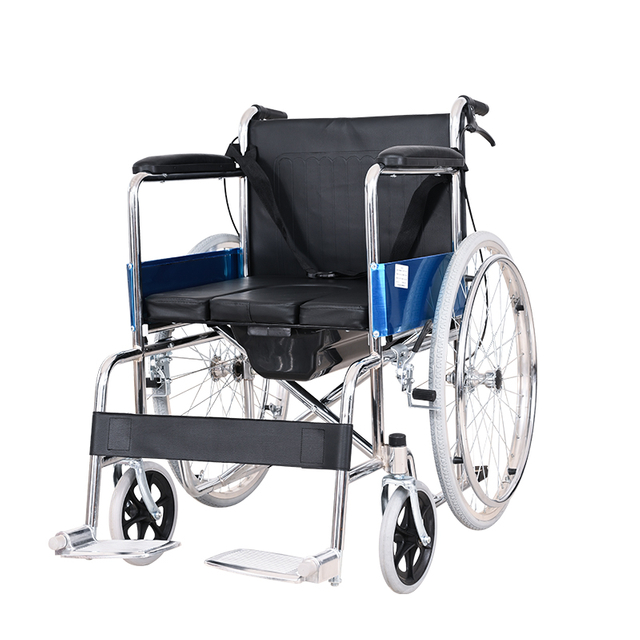Faltbarer manueller Premium-Rollstuhl mit galvanisiertem Rahmen und Toilette
